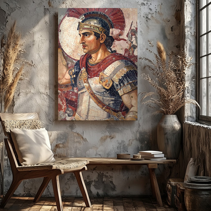 Alexander the Great Mosaic Canvas – Roman Battle Scene Wall Art - Gifitto