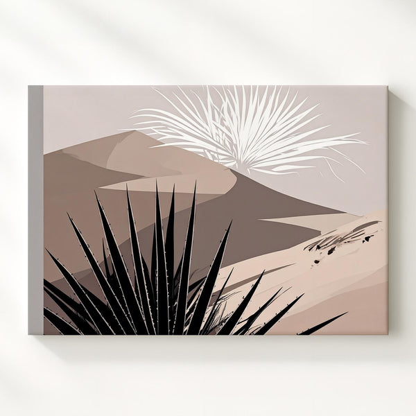 Desert Plant Silhouette Canvas – Minimalist Agave with Ghostly Foliage - Gifitto