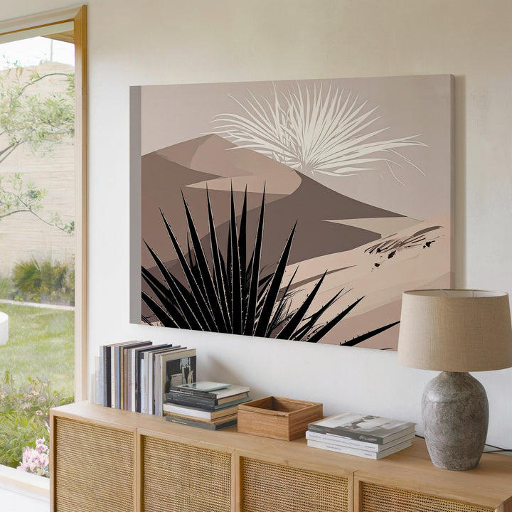 Desert Plant Silhouette Canvas – Minimalist Agave with Ghostly Foliage - Gifitto