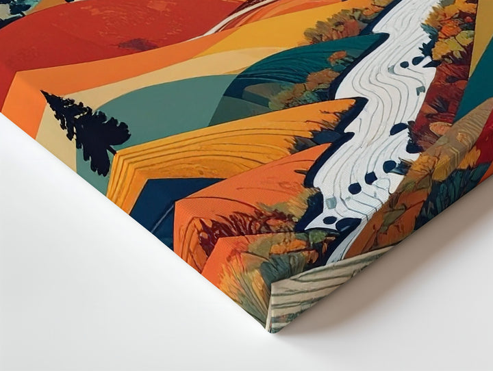 Whimsical Autumn Hills Canvas – Colorful Japanese Nature-Inspired Wall Art - Gifitto