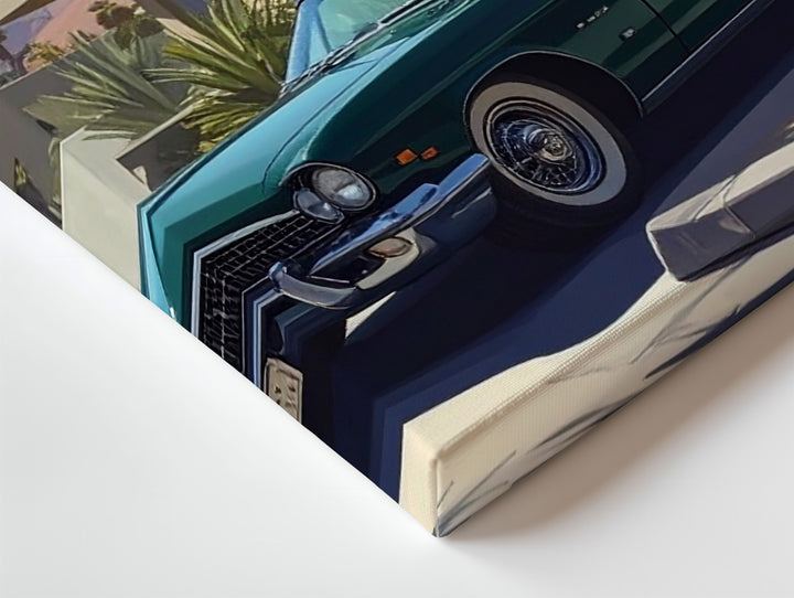 Vintage Porsche & Desert Home Canvas – Cinematic Mid-Century Oasis Wall Art - Gifitto