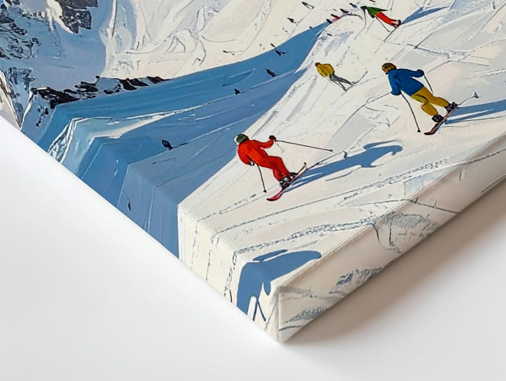 Alpine Ski Resort Canvas – Lively Winter Sports Scene with Colorful Skiers - Gifitto