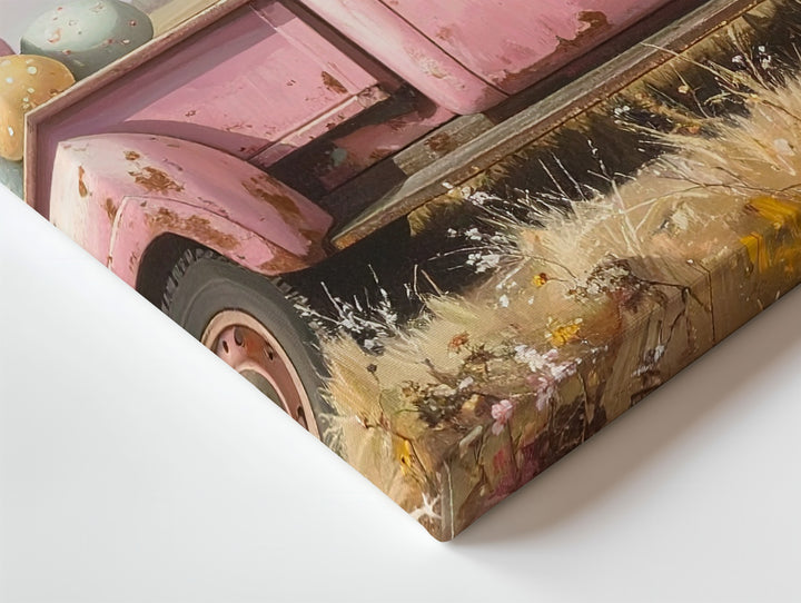 Rustic Rabbit in Pickup Truck Canvas – Vintage Spring Wall Art - Gifitto