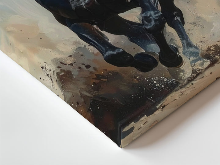 Stormrunner Stallion Canvas – Galloping Black Horse in Dust & Wind - Gifitto