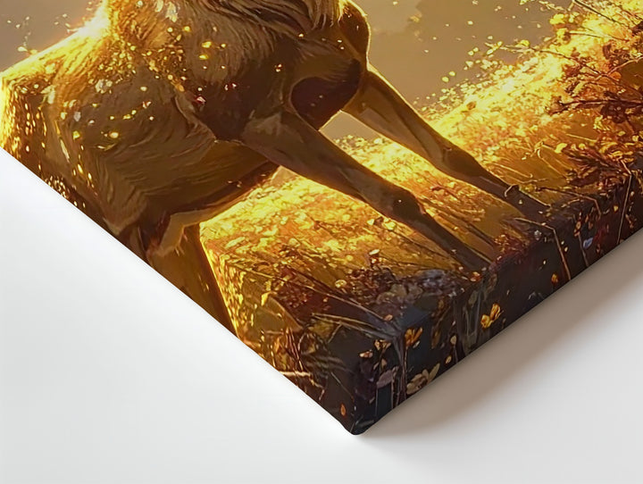 Golden Deer of Light Canvas – Enchanted Sacred Nature Wall Art - Gifitto