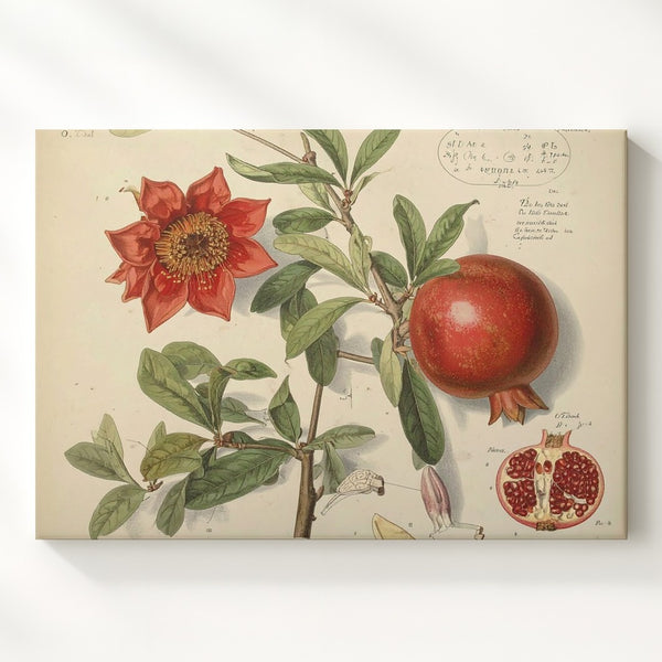 Scientific Pomegranate Botanical Canvas – Vintage Educational Fruit Illustration - Gifitto