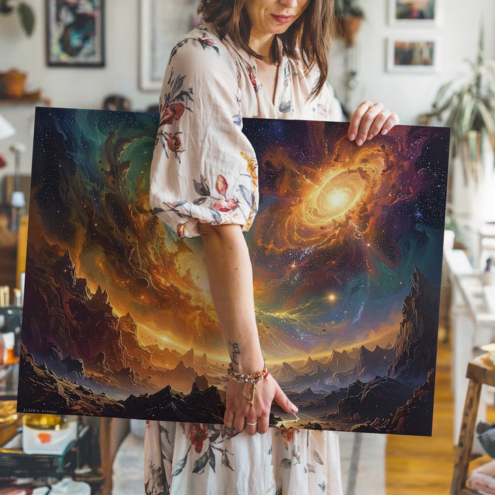 Solar Rebirth Canvas – Fiery Nebula & Planetary Chaos Wall Art - Gifitto