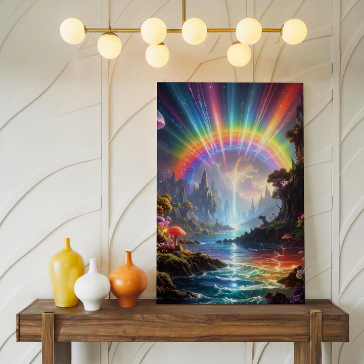 Dreamy Utopia Canvas – Surreal Landscape with Glowing Lights and Futuristic Structures - Gifitto