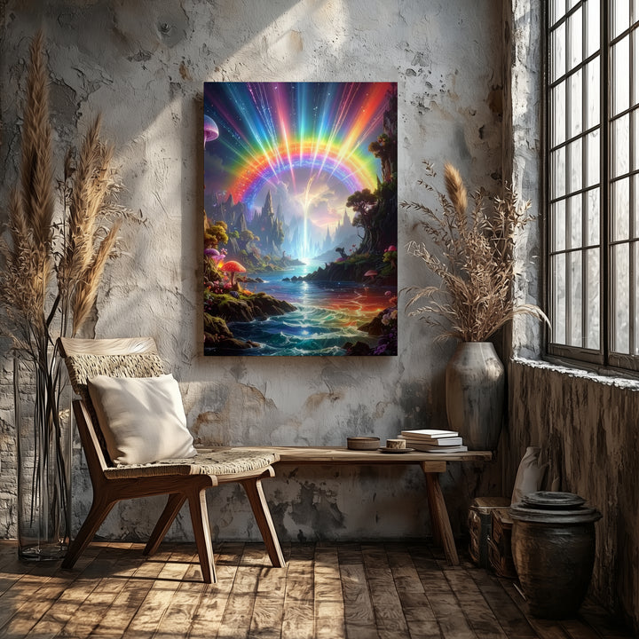 Dreamy Utopia Canvas – Surreal Landscape with Glowing Lights and Futuristic Structures - Gifitto