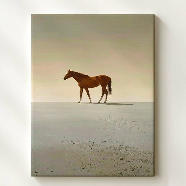 Solitude and Innocence Canvas – Minimalist Brown Foal in Dreamlike Landscape - Gifitto