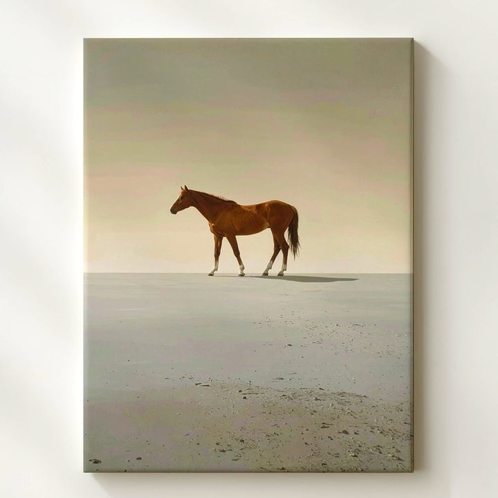 Solitude and Innocence Canvas – Minimalist Brown Foal in Dreamlike Landscape - Gifitto