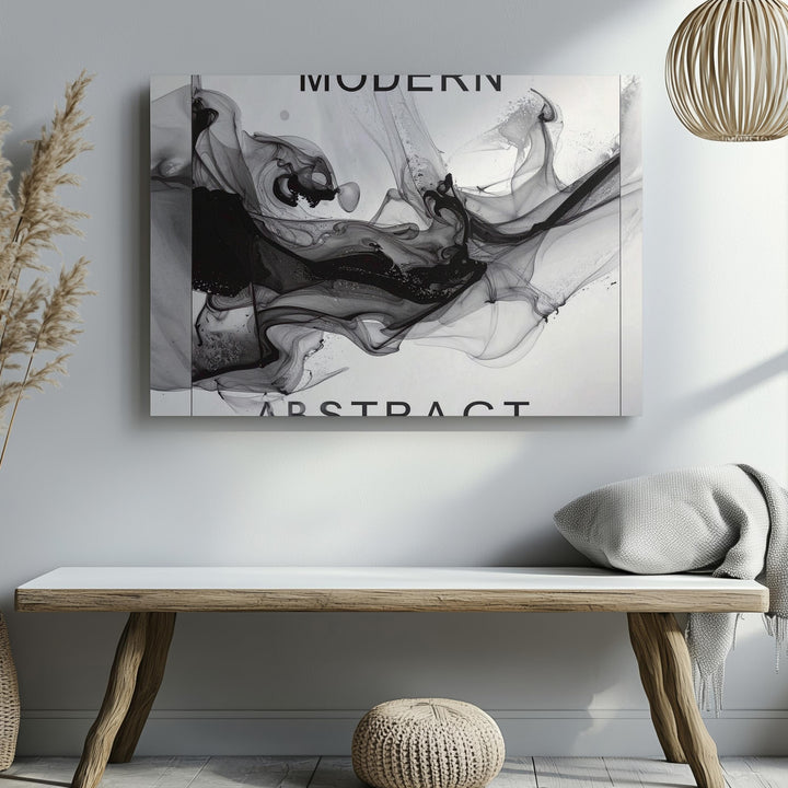 Modern Abstract Canvas – Bold Brushstroke Art with Fluid Ink Textures - Gifitto