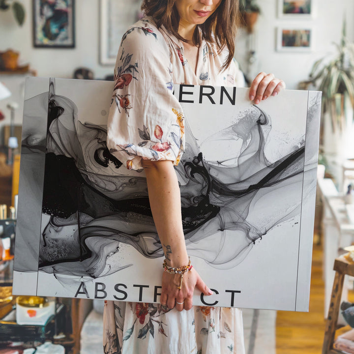 Modern Abstract Canvas – Bold Brushstroke Art with Fluid Ink Textures - Gifitto