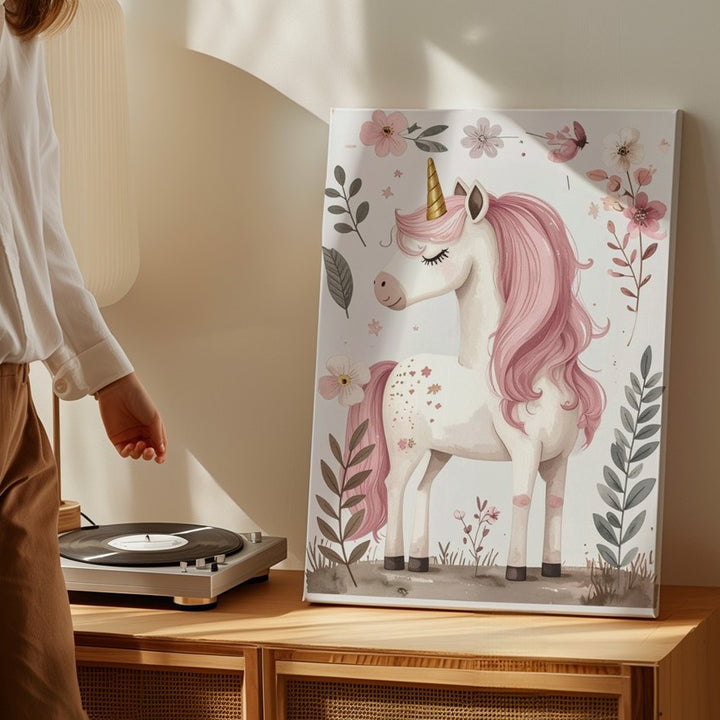 Magical Unicorn Canvas – Whimsical Pink-Maned Fantasy Art for Kids - Gifitto