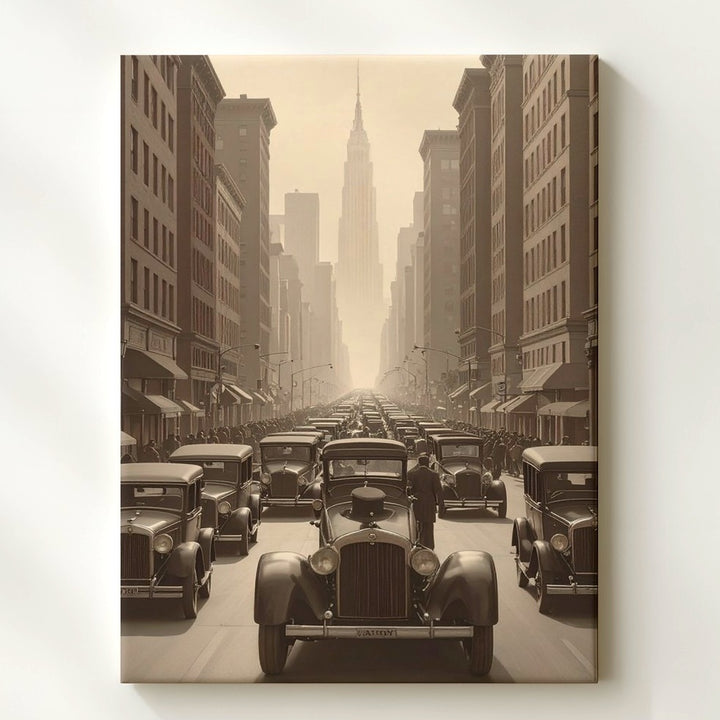 Sepia Vintage City Street Canvas – Early 20th Century Urban Scene Wall Art - Gifitto