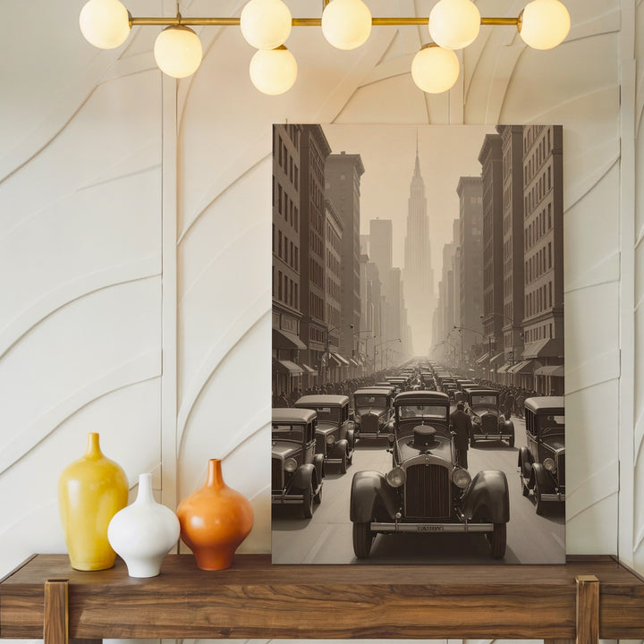 Sepia Vintage City Street Canvas – Early 20th Century Urban Scene Wall Art - Gifitto