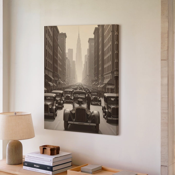 Sepia Vintage City Street Canvas – Early 20th Century Urban Scene Wall Art - Gifitto