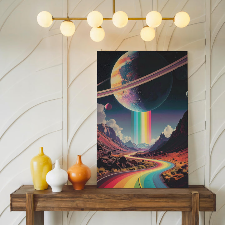 Alien Roadway Canvas – Vibrant Futuristic Road Through Cosmic Landscape - Gifitto