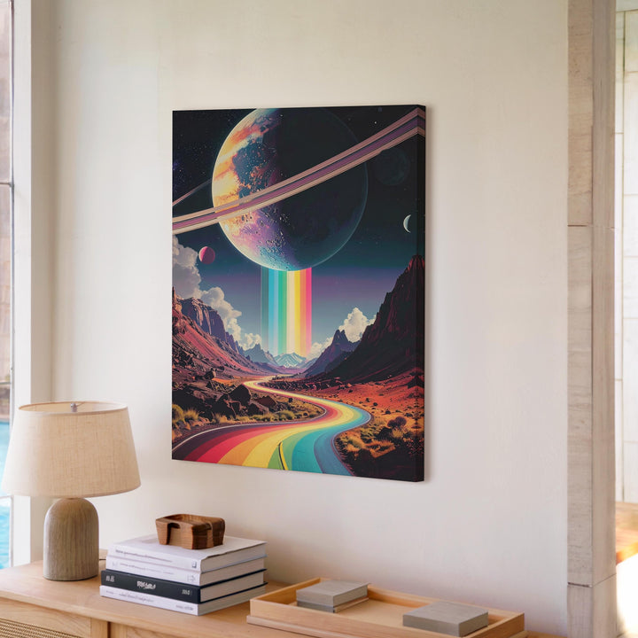 Alien Roadway Canvas – Vibrant Futuristic Road Through Cosmic Landscape - Gifitto
