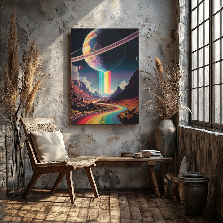 Alien Roadway Canvas – Vibrant Futuristic Road Through Cosmic Landscape - Gifitto