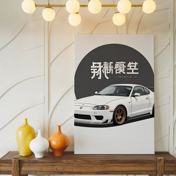 Minimalist Toyota Supra Mk4 Canvas – Japanese Tuner Culture Wall Art - Gifitto
