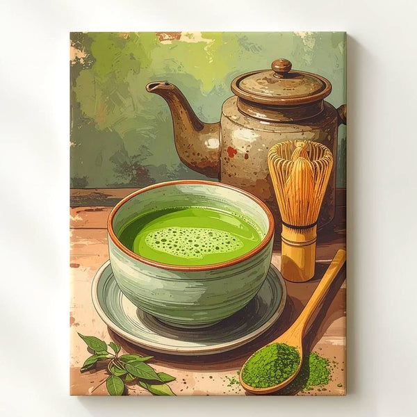 Japanese Tea Ceremony Canvas – Traditional Matcha & Rustic Teapot Art - Gifitto