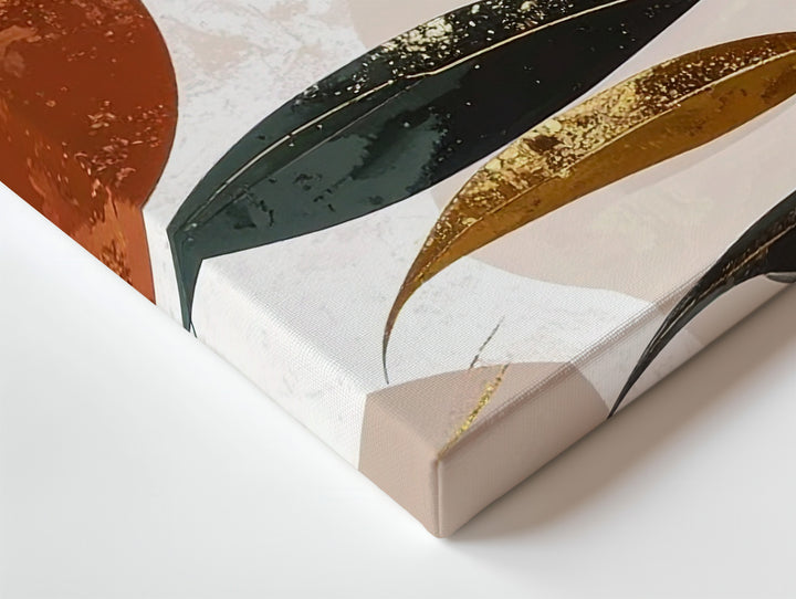 Palm Leaf Canvas – Tropical Botanical Art with Geometric Color Blocks - Gifitto