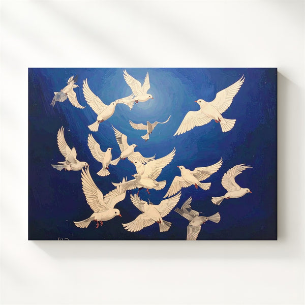 Mystical Ascent Birds Canvas – Dark Gradient Flight & Spiritual Unity Art - Gifitto