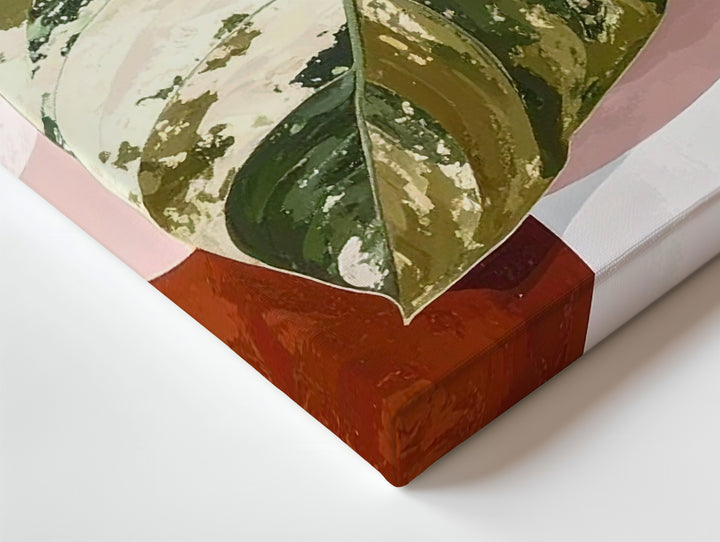 Monstera Leaf Canvas – Realistic Botanical Art with Abstract Earthy Background - Gifitto