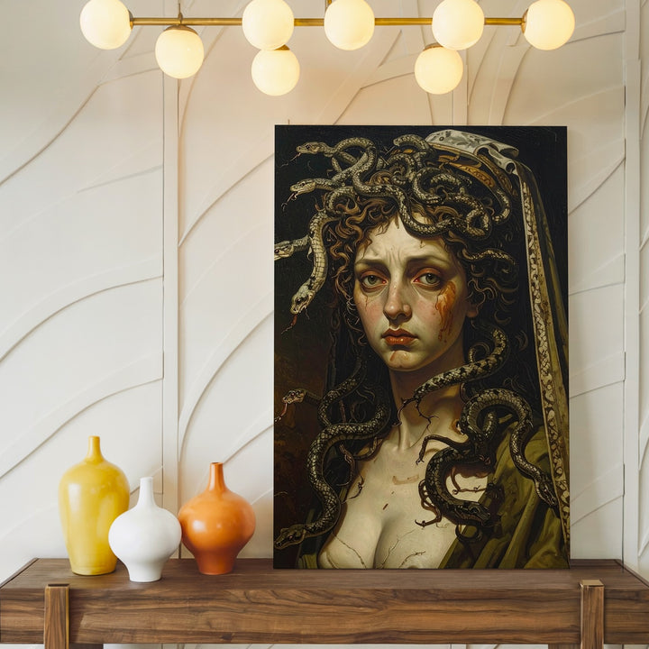 Dark Renaissance Medusa Canvas – Moody Mythological Portrait - Gifitto