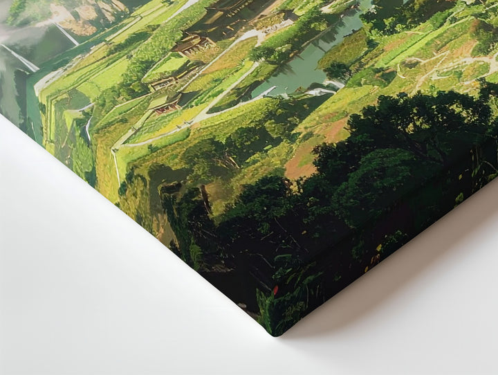 Tranquil Fantasy Landscape Canvas – Ancient Architecture and Rolling Hills - Gifitto
