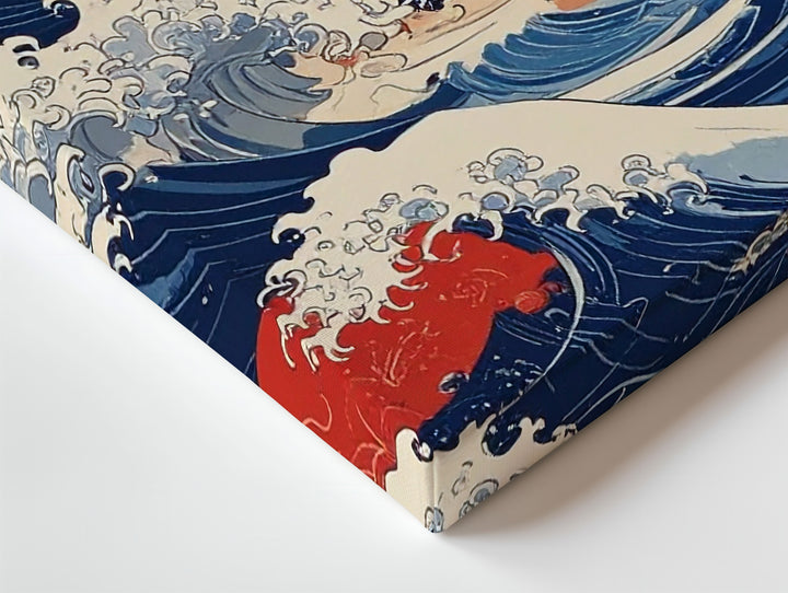 Ukiyo-e Ocean Energy Canvas – Abstract Japanese Wave Art in Red & Navy - Gifitto