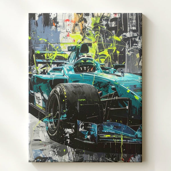 Mercedes-AMG Petronas F1 Canvas – Lewis Hamilton Neon Street Art Wall Decor - Gifitto