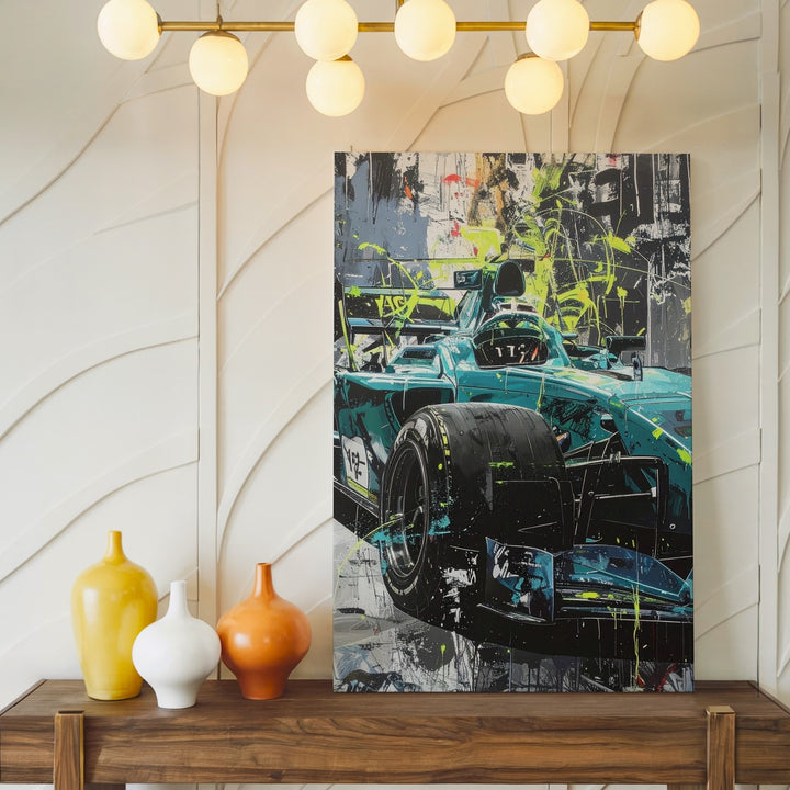 Mercedes-AMG Petronas F1 Canvas – Lewis Hamilton Neon Street Art Wall Decor - Gifitto