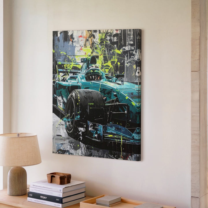 Mercedes-AMG Petronas F1 Canvas – Lewis Hamilton Neon Street Art Wall Decor - Gifitto