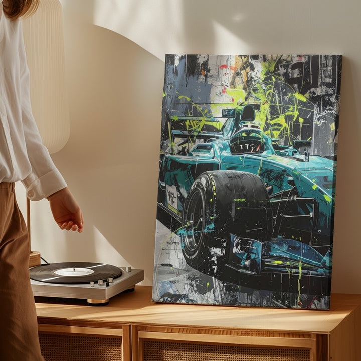 Mercedes-AMG Petronas F1 Canvas – Lewis Hamilton Neon Street Art Wall Decor - Gifitto