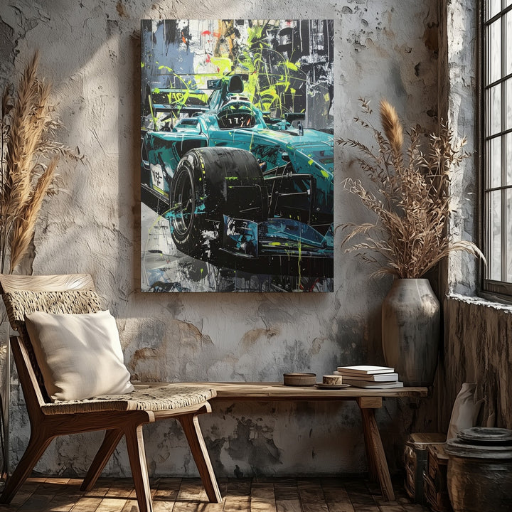 Mercedes-AMG Petronas F1 Canvas – Lewis Hamilton Neon Street Art Wall Decor - Gifitto