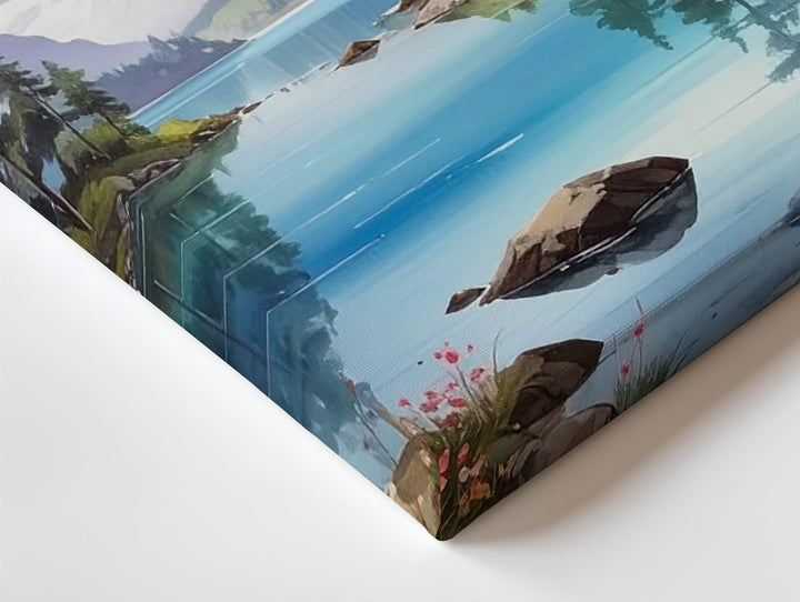 Pristine Mountain Lake Canvas – Tranquil Wilderness with Snow-Capped Peaks - Gifitto