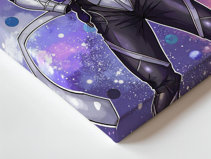 Futuristic Cosmic Figure Canvas – Metallic Suit and Glowing Geometric Patterns - Gifitto