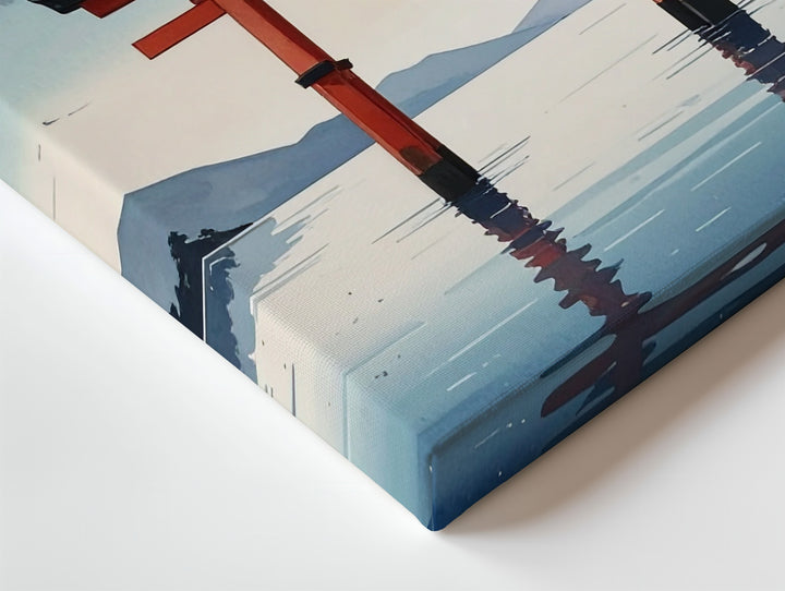 Torii Gate in Mist Canvas – Minimalist Japanese Spiritual Landscape Art - Gifitto