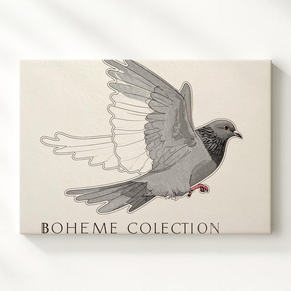 Bohème Dove Canvas – Minimalist Line Art of a Dove in Mid-Flight - Gifitto