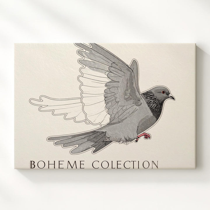 Bohème Dove Canvas – Minimalist Line Art of a Dove in Mid-Flight - Gifitto