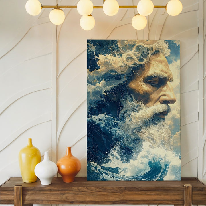 Elemental God Portrait Canvas – Surreal Zeus & Poseidon Wall Art - Gifitto