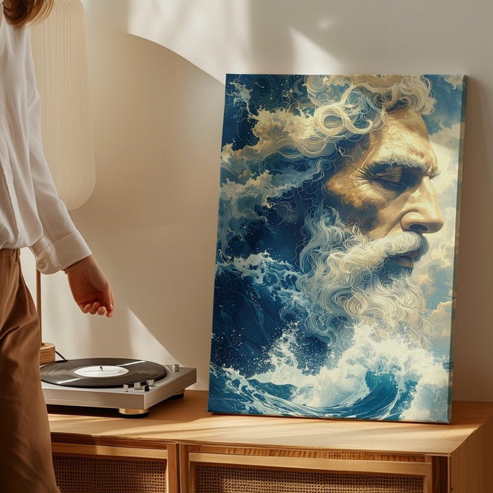 Elemental God Portrait Canvas – Surreal Zeus & Poseidon Wall Art - Gifitto