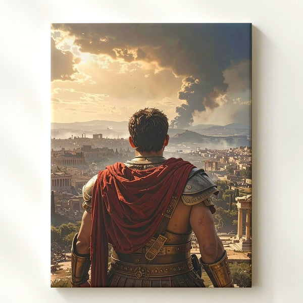 Roman Soldier Overlook Canvas – Epic Ancient Cityscape Wall Art - Gifitto