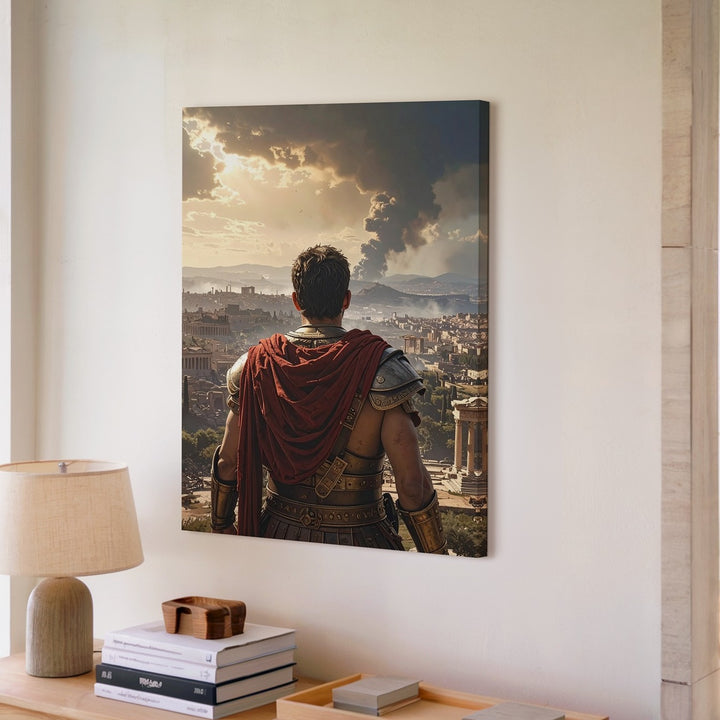 Roman Soldier Overlook Canvas – Epic Ancient Cityscape Wall Art - Gifitto