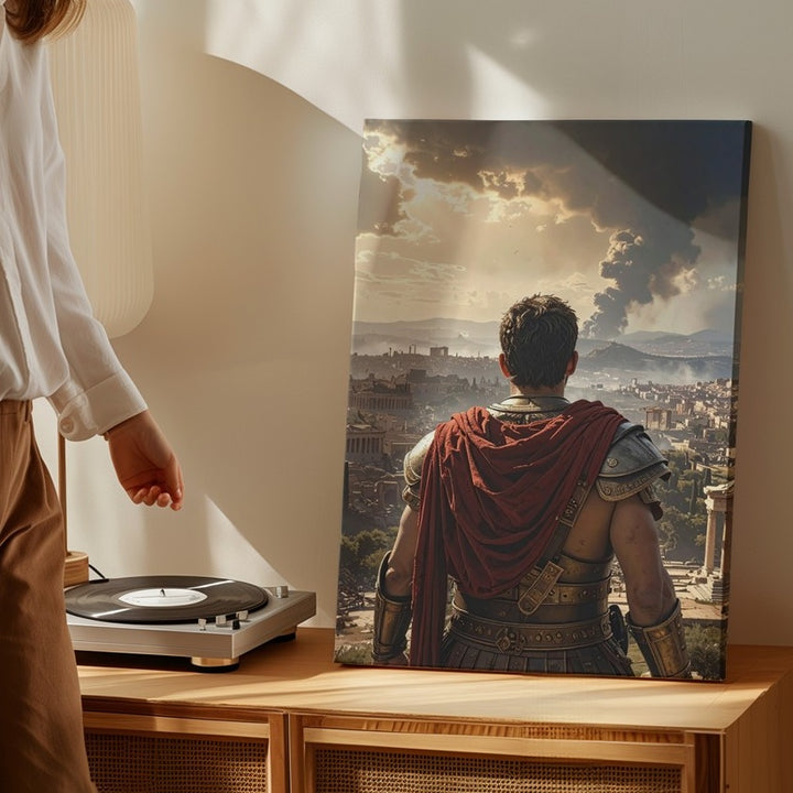 Roman Soldier Overlook Canvas – Epic Ancient Cityscape Wall Art - Gifitto