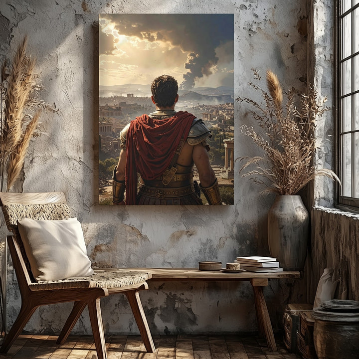 Roman Soldier Overlook Canvas – Epic Ancient Cityscape Wall Art - Gifitto