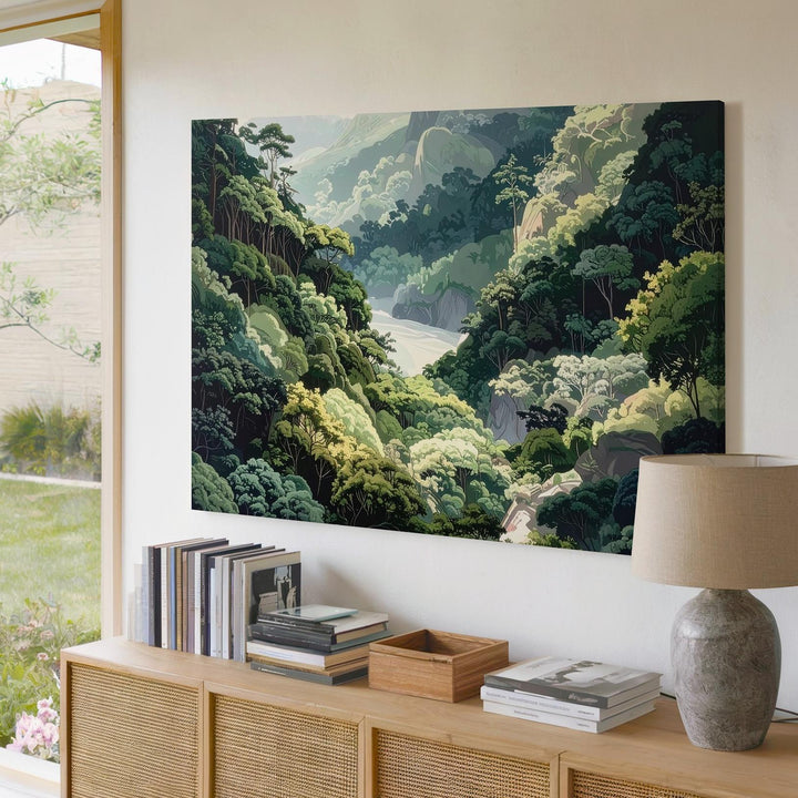 Endless Forest Canopy Canvas – Stylized Aerial Nature Wall Art - Gifitto