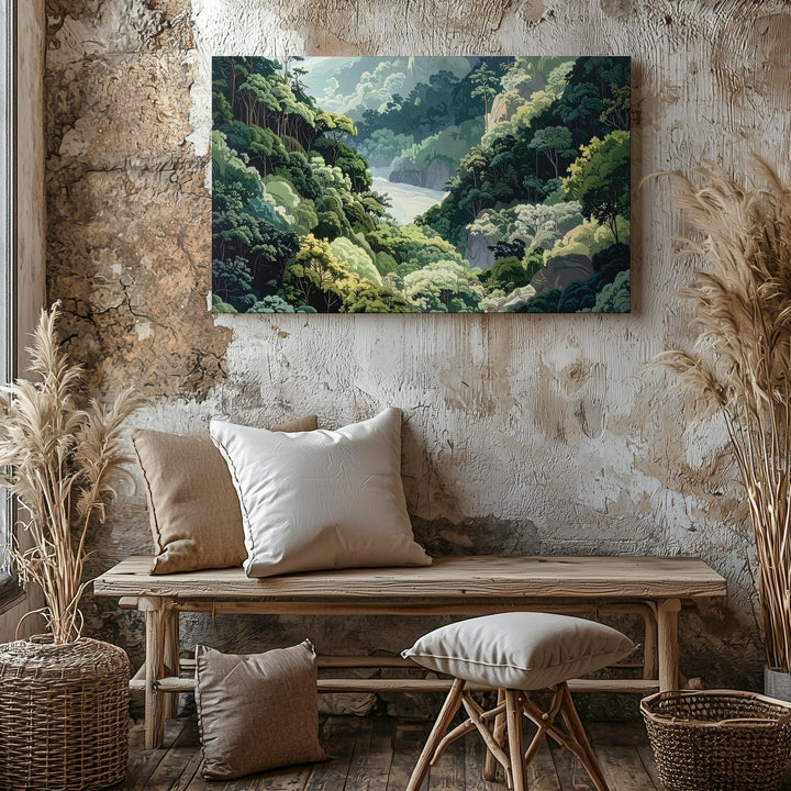 Endless Forest Canopy Canvas – Stylized Aerial Nature Wall Art - Gifitto